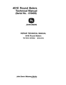 TM176819 Manual técnico de la empacadora redonda John Deere 451E - todo incluido (TM176819)