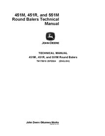 TM176919 Manual técnico de las empacadoras de balas redondas John Deere 451M, 451R y 551M - todo incluido (TM176919)