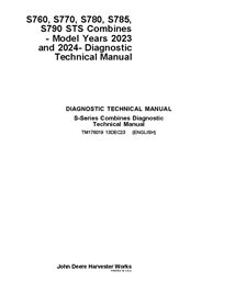 TM176019 John Deere S760, S770, S780, S785, S790 STS MY23-24 combine diagnostic technical manual (TM176019)