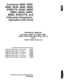 TM4937 Manual técnico de diagnóstico para cosechadoras John Deere 9540, 9560, 9580, 9640, 9660, 9680 y 9780CTS (TM4937)