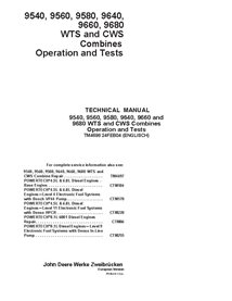 TM4698 Manuel technique de diagnostic des moissonneuses-batteuses John Deere 9540, 9560, 9580, 9640, 9660, 9680 (TM4698)