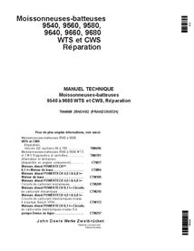 TM4696 John Deere 9540, 9560, 9580, 9640, 9660, 9680 WTS and CWS combine repair technical manual FR (TM4696)