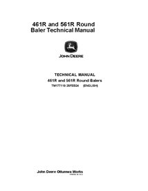 TM177119 Manual técnico de la empacadora redonda John Deere 461R, 561R - todo incluido (TM177119)