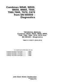 TM402119 John Deere W540, W550, W650, W660, T550, T560, T660, T670, C670 MY2008-MY2011 combine diagnostic technical manual (T...