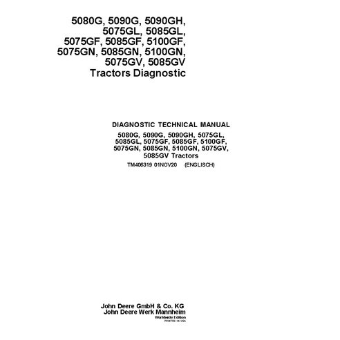 TM406319 Manuel technique de diagnostic des tracteurs John Deere série 5G : 5075G, 5080G, 5085G, 5090G, 5100G (TM406319)