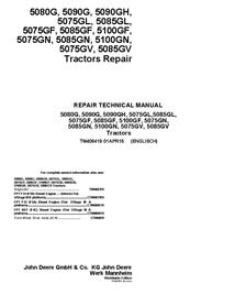 TM406419 Manual técnico de reparación de tractores John Deere 5075G, 5080G, 5085G, 5090G, 5100G - Serie 5G (TM406419)