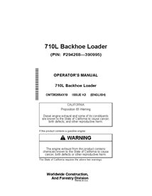 OMT362654X19 John Deere 710L PIN F294268-390995 backhoe loader operator's manual (OMT362654X19)