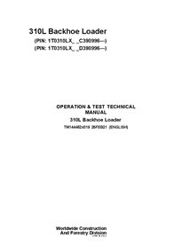 TM14462X019 John Deere 310L PIN C_D390996- backhoe loader operation & test technical manual (TM14462X019)
