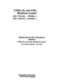 TM14470X019 Manual técnico de operação e teste da retroescavadeira John Deere 310SL HL, 410L PIN F390996 (TM14470X019)