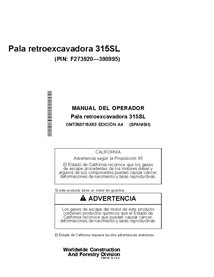 JD-OMT358715X63 John Deere 315SL PIN F273920-390995 backhoe loader operator's manual ES (OMT358715X63)