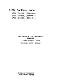 TM14480X019 Manual técnico de operación y prueba de la retroexcavadora John Deere 315SL PIN C_D390996 (TM14480X019)