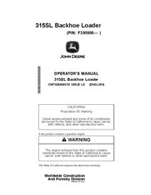 JD-OMT426489X19 John Deere 315SL PIN F390996- backhoe loader operator's manual (OMT426489X19)