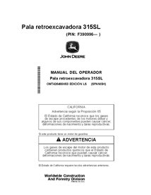 JD-OMT426489X63 Manual del operador de la retroexcavadora John Deere 315SL PIN F390996 ES (OMT426489X63)
