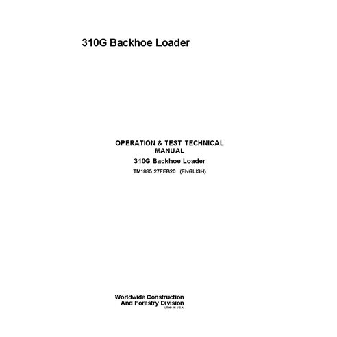 TM1885 Manual técnico de operação e teste da retroescavadeira John Deere 310G (TM1885)