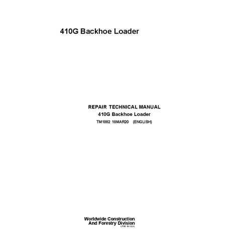 TM1882 Manual técnico de reparo da retroescavadeira John Deere 310G (TM1882)