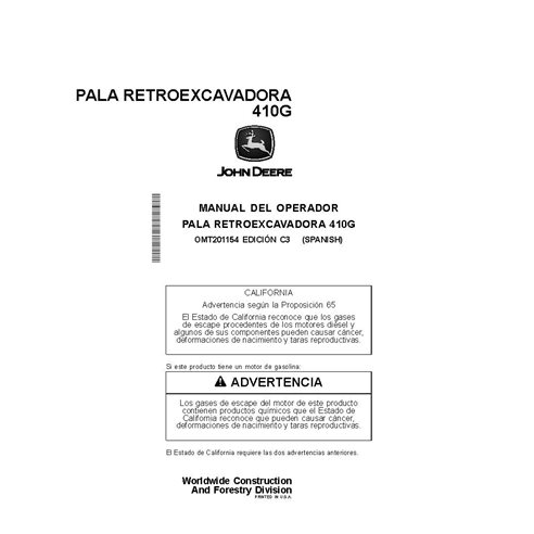 JD-OMT201154 Manual do operador da retroescavadeira John Deere 310G ES (OMT201154)