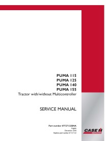 Manual de serviço pdf do trator Case IH Puma 115, 125, 140, 155 - Caso IH manuais - CASE-87727132BNA