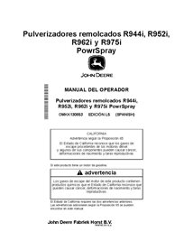 JD-OMKK130653 Manuel d'utilisation du pulvérisateur John Deere R944i, R952i, R962i, R975i FR (OMKK130653)