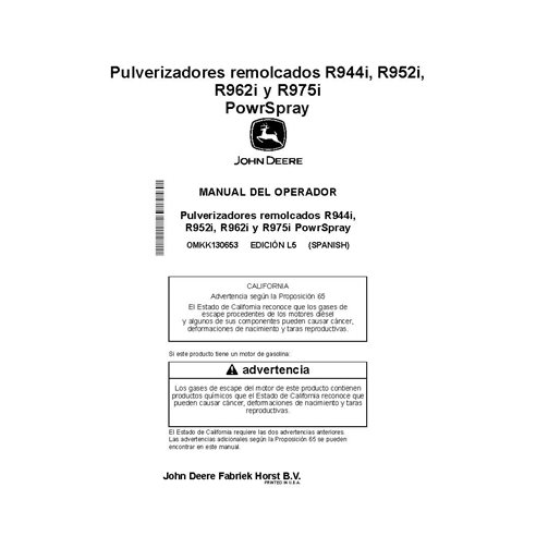 JD-OMKK130653 John Deere R944i, R952i, R962i, R975i sprayer operator's manual FR (OMKK130653)