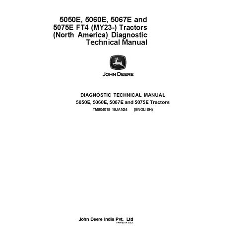 TM904019 John Deere 5050E, 5060E, 5067E and 5075E MY23- tractor diagnostic technical manual (TM904019)