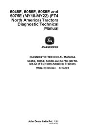TM902419 Manual técnico de diagnóstico para tractores John Deere 5045E, 5055E, 5065E y 5075E (modelos 2018-2022) (TM902419)