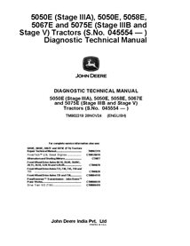 TM902219 Manuel technique de diagnostic du tracteur John Deere 5050E, 5058E, 5067E, 5075E SN 045554 (TM902219)