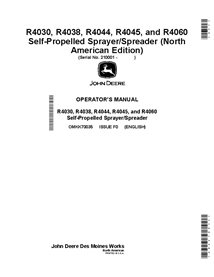 JD-OMKK70035 John Deere R4030, R4038, R4044, R4045 SN 210001- self-propelled sprayer operator's manual (OMKK70035)