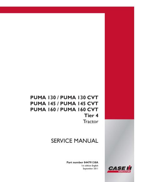Case IH Pima 130, 145, 160 CVT Tier 4 tractor manual de servicio pdf - Caso IH manuales - CASE-84479138A