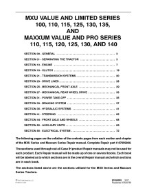 Manual de reparo pdf do trator Case IH MXU 100 - 135, MAXXUM 110 - 140 - Case IH manuais
