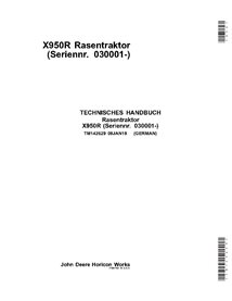 TM142629 Manuel de diagnostic et de réparation du tracteur de pelouse John Deere X950R DE (TM142629)