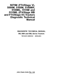 TM143619 Manuel technique de diagnostic des tracteurs John Deere 5075M, 5090M, 5100M, 5100MH, 5100NML, 5115ML (TM143619)