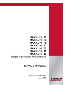 Manual de serviço pdf do trator Case IH MAXXUM 100, 110, 115, 120, 125, 130, 140 - Caso IH manuais - CASE-84276322ANA