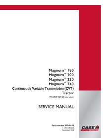 Case IH MAGNUM 180, 200, 220, 240 CVT PIN ZERH08100 + manual de serviço pdf do trator - Case IH manuais