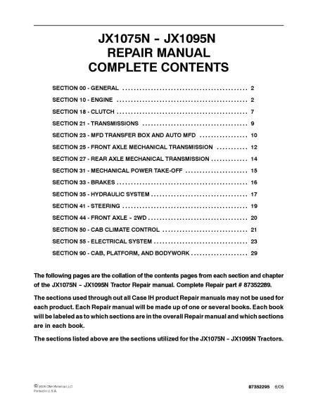 Case IH JX1075N - JX1085N tractor pdf repair manual  - Case IH manuals - CASE-87352289