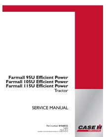 Case IH Farmall 95U, 105 U, 115U Efficient Power Tractor Manuel d'entretien PDF - Cas IH manuels - CASE-84568025