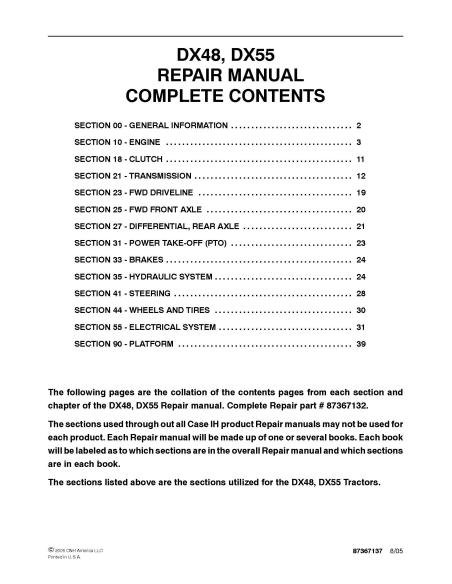 Case IH DX48, DX55 tractor pdf repair manual  - Case IH manuals - CASE-87367132