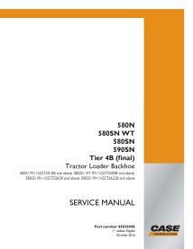 Manuel de service PDF de la chargeuse-pelleteuse Case 580N, 580SN WT, 580SN, 590SN Tier 4B (2016) - Cas manuels - CASE-48038048