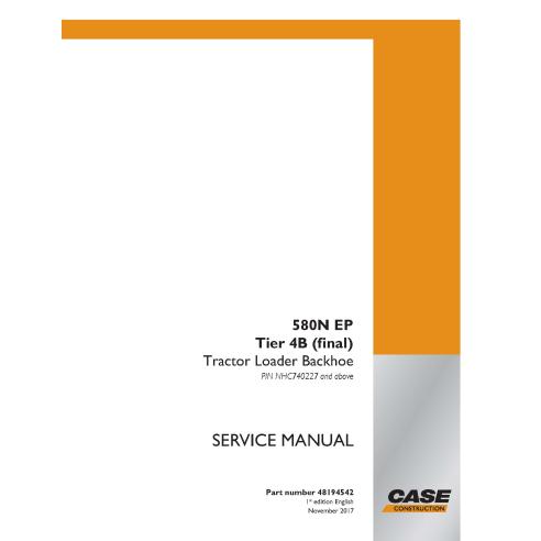 Cargadora de ruedas Case 580N EP Tier 4B pdf manual de servicio - Case manuales