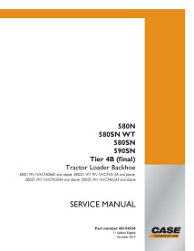 Manuel de service PDF de la chargeuse-pelleteuse Case 580N, 580SN WT, 580SN, 590SN Tier 4B (2017) - Cas manuels - CASE-48194558