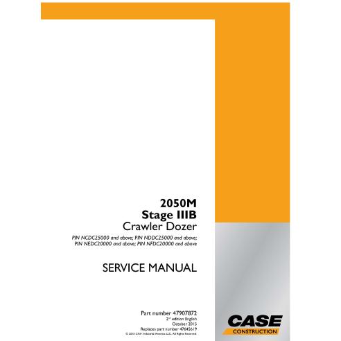 Manuel d'entretien PDF pour bulldozer sur chenilles Case 2050M Stage IIIB - Case manuels