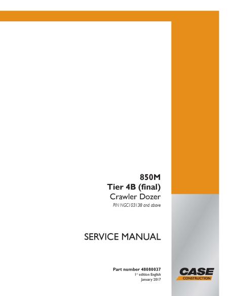 Case 850M Tier 4B crawler dozer pdf service manual  - Case manuals - CASE-48080037