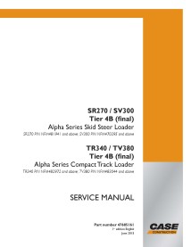Manuel d'entretien PDF du chargeur compact Case SR270, SV300, TR340, TV380 Tier 4B - Cas manuels - CASE-47685161