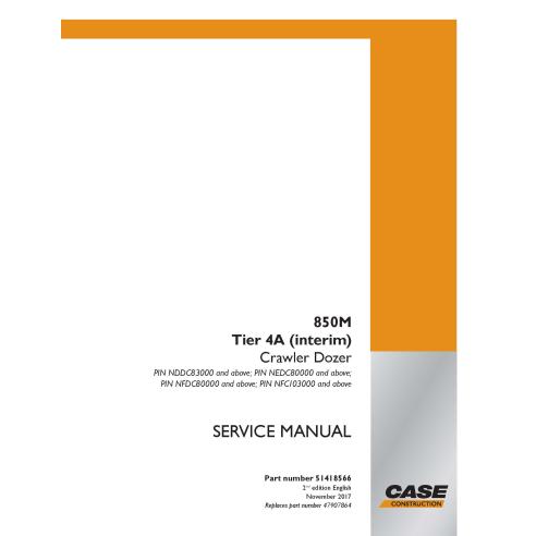 Manuel d'entretien PDF pour bulldozer sur chenilles Case 850M Tier 4A - Cas manuels - CASE-51418566