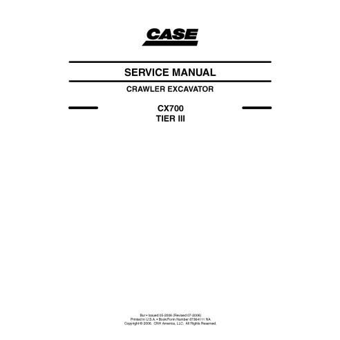 Manuel d'entretien de la pelle sur chenilles Case CX700 TIER III PDF - Cas manuels - CASE-87364111NA