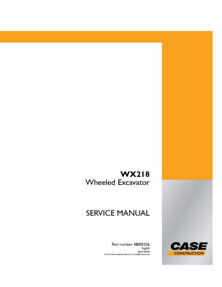 Case WX218 wheeled excavator pdf service manual  - Case manuals - CASE-48005326