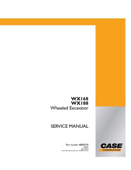 Case WX168, WX188 wheeled excavator pdf service manual  - Case manuals - CASE-48005370