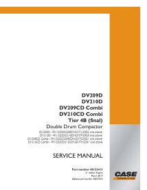 Manual de serviço em pdf do compactador Case DV209D, DV210D, DV209CD Combi, DV210CD Combi Tier 4B compactador - Case manuais