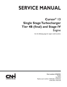 Manuel de service PDF du moteur Case Cursor 13 à un étage pour turbocompresseur Tier 4B et Stage IV - Cas manuels - CASE-4786...