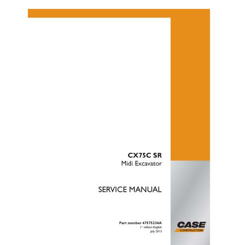 Manual de serviço em pdf da escavadeira midi Case CX75 SR - Caso manuais - CASE-47575334A