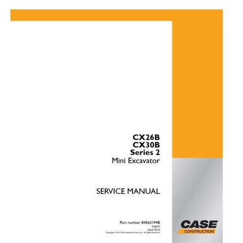 Case CX26B, CX30B Series 2 mini excavator pdf service manual  - Case manuals